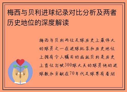 梅西与贝利进球纪录对比分析及两者历史地位的深度解读 梅西与贝利进球纪录对比分析及两者历史地位的深度解读